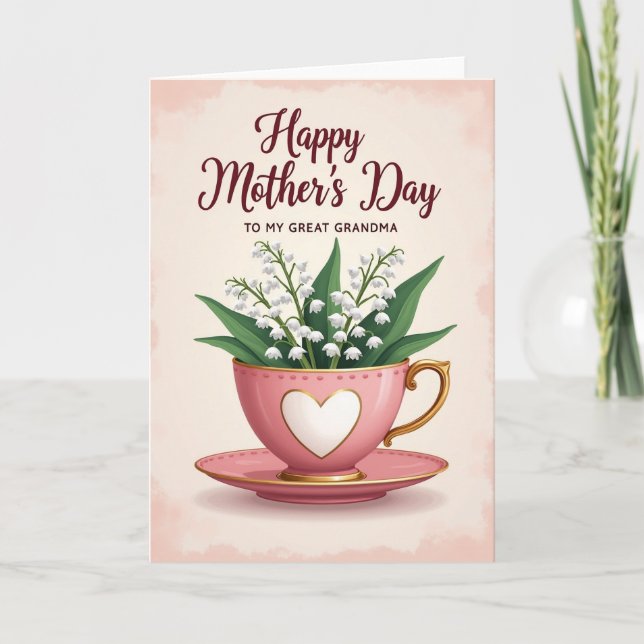 Söt Blomster Tea Kopp Mors Kort (Framsida)