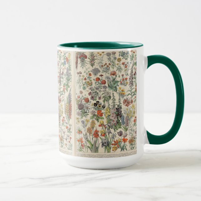 Söt blomsterbotanisk teckning av Adolphe Millot Mugg (Höger)