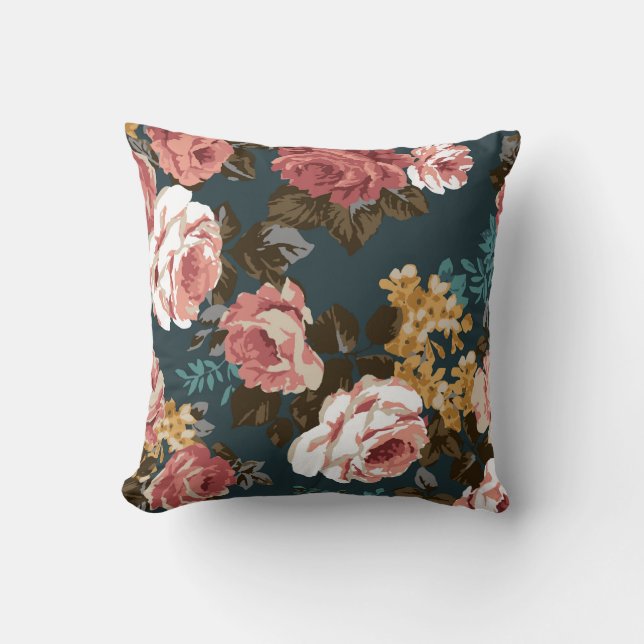 Söt blomsterdesign, textilillustration, patter kudde (Framsida)