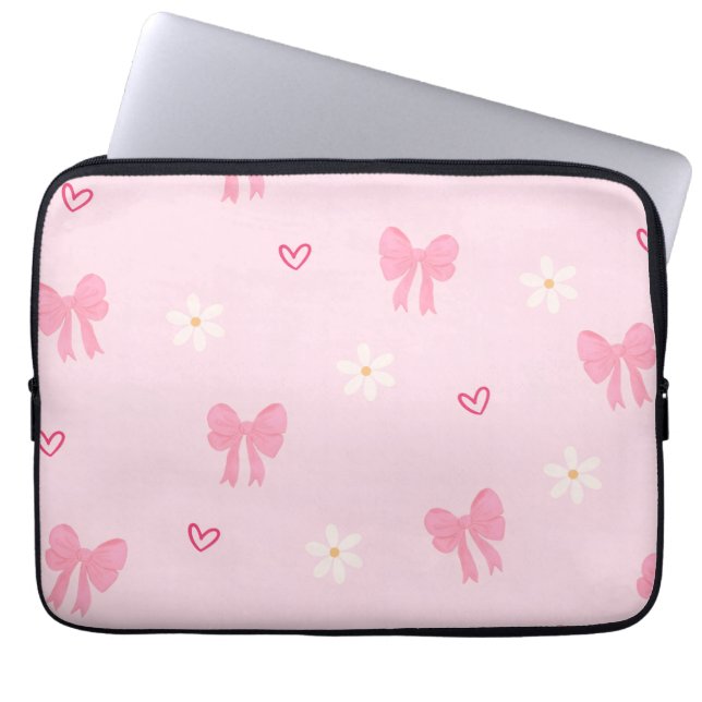 “Söt blomstergul hjärtformad datorväska 🎀🌸” Laptop Fodral (Framsidan)