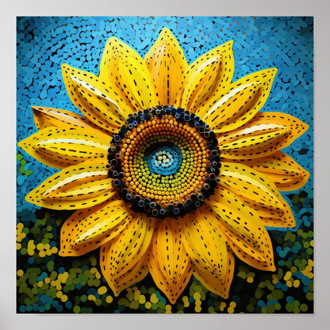 Söt blomsterhandlare Natur Solros Poster (Framsidan)