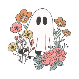 Söt blomsterlig Halloween-spökmonogram Tygkasse