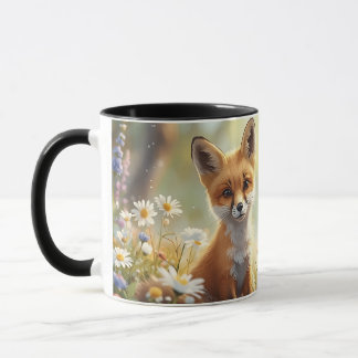 Söt blomsterlig räv mugg - Whimsisk skogsdjurs sam
