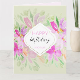 Söt blomsterpastell akvarellkonst kort