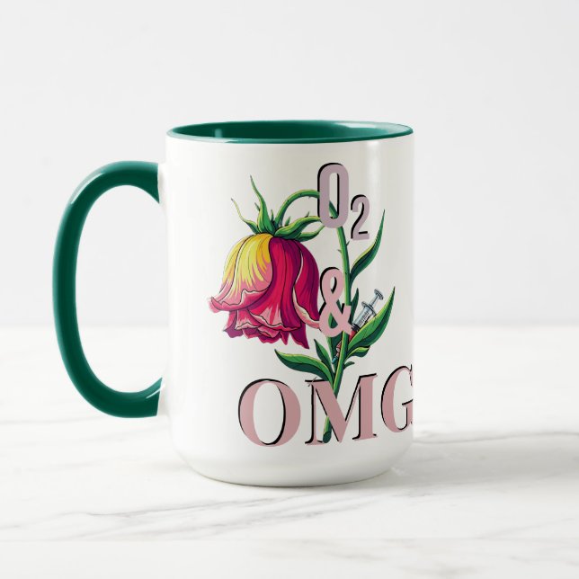 Söt blomsterrik mörk humor - 02 & OMG - rolig pres Mugg (Vänster)