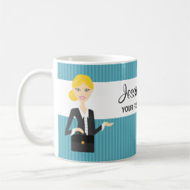 Söt blond affärskvinna illustration kaffemugg