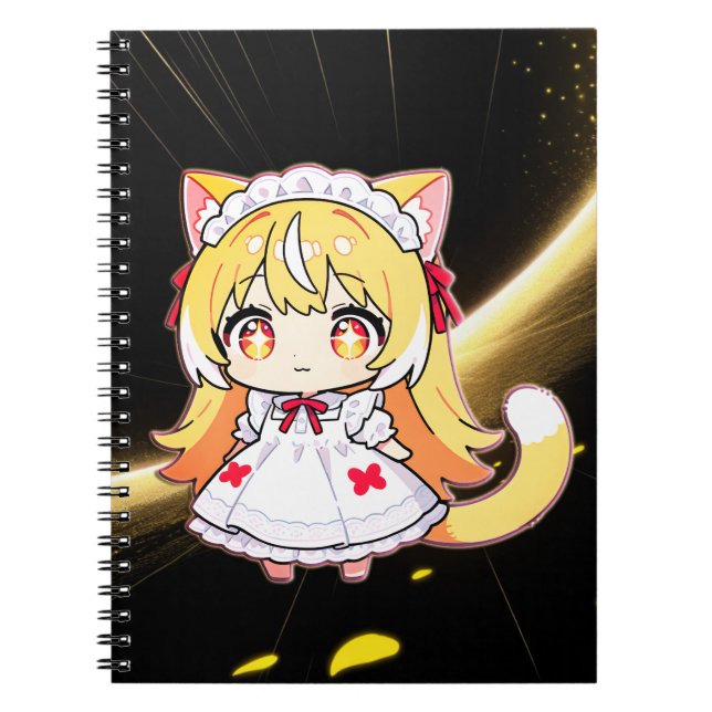 Söt blond Chibi Catgirl - Midiklänning Anteckningsbok (Framsidan)