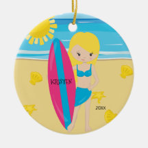 Söt blond surfartjej personlig jul