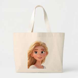 Söt Blond Tecknad Flicka Totebag Kawaii Karaktär Jumbo Tygkasse