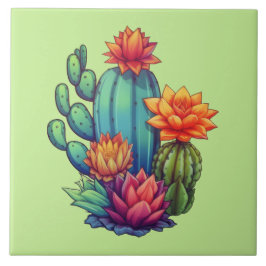 Söt Blooming Cactus Kakelplatta