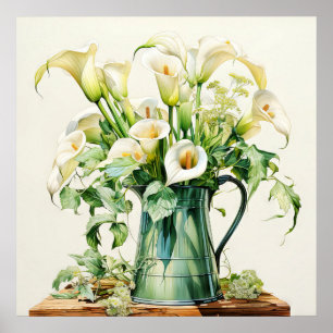 Söt Blooming Calla Lily Flowers Poster