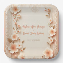 Söt Blossoming Romantic Snöre Peach Bröllop