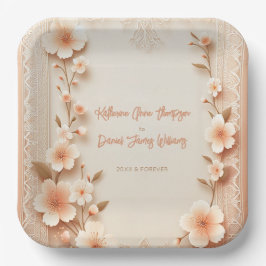 Söt Blossoming Romantic Snöre Peach Bröllop