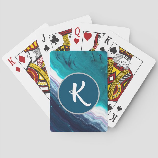 Söt Blue Abstrakt Monogram Casinokort (Baksidan)