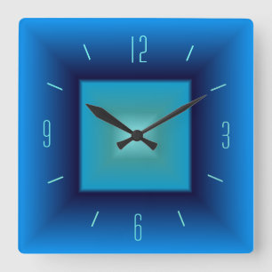 Söt Blue and Aqua> Square Kitchen Clock Fyrkantig Klocka