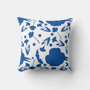 Söt Blue and White Blommigt Kudde