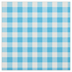 Söt Blue and White Check Gingham Fabric Tyg