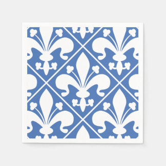 Söt Blue and White Fransk Fleur de Lys Pappersservett