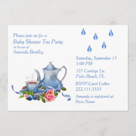 Söt Blue Baby Shower Tea Party-inbjudan Inbjudningar