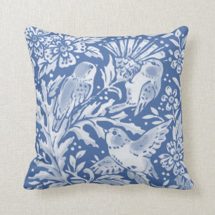 Söt Blue Birds Forest Blommigt Natur Animal Kudde
