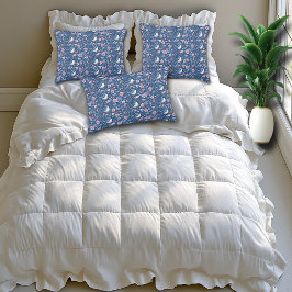 Söt Blue Birds Rosa ros Elegant Prydnadskudde