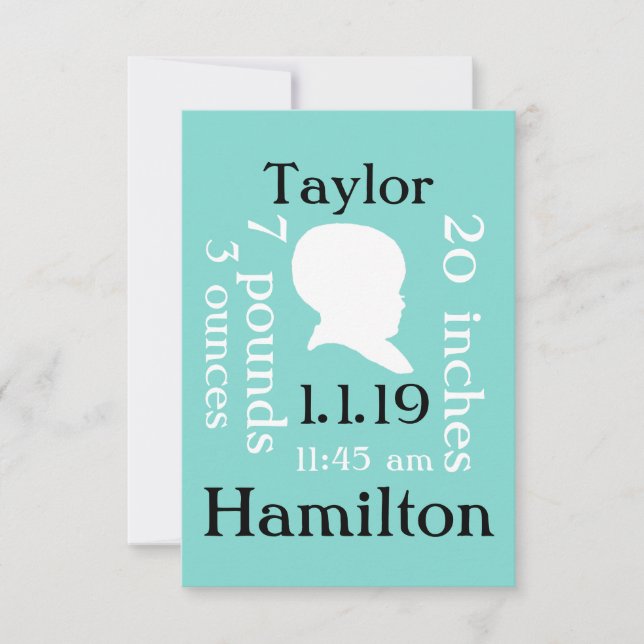 Söt Blue Birth Notice Kort (Framsida)