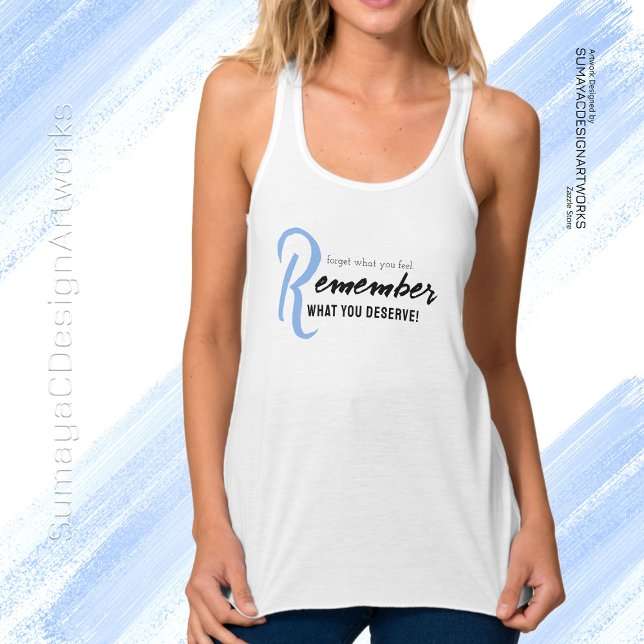 Söt: Blue Black Typography T-Shirt Linne Med Racerback (Skapare uppladdad)