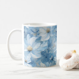 Söt Blue Blommigt Art Mugg