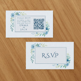 Söt Blue Blommigt Bröllop OSA QR-kod Tilläggskort