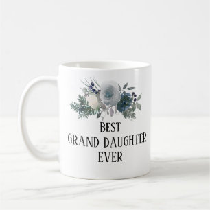 Söt Blue blommigt Monogrammed bästa dotterdotter Kaffemugg