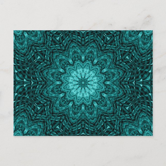 Söt Blue Blommor mandala art Vykort (Framsida)