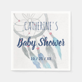 Söt Blue Boho Dreamcatcher Baby Shower Pappersservett
