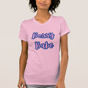 Söt Blue Bossy Babe Text +Disline Women's T Shirt
