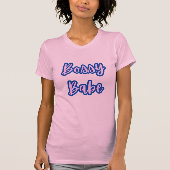 Söt Blue Bossy Babe Text +Disline Women's T Shirt (Framsida)