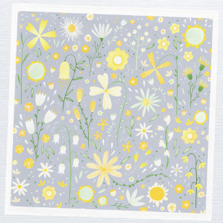 Söt Blue Botanical Wildblomma Blommigt Pappersservett