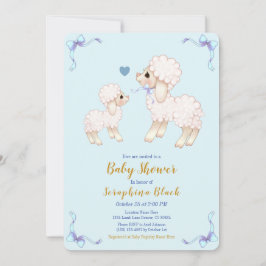 Söt Blue Boy Lamb Baby Shower-inbjudan Inbjudningar