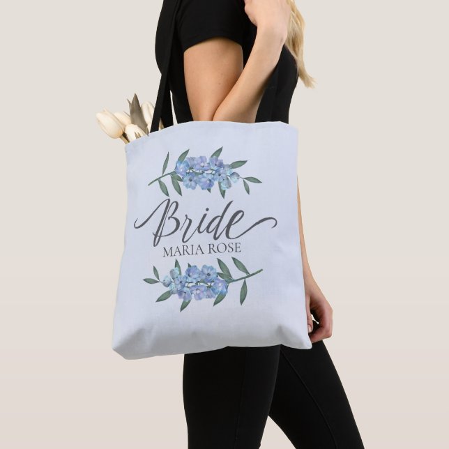 Söt Blue Bride Blommigt Personlig Anpassningsbar  Tygkasse (Närbild)