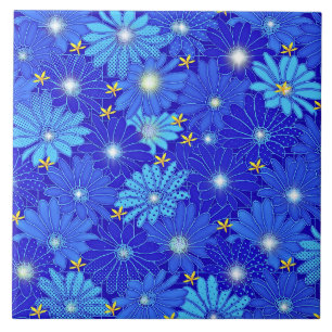 Söt Blue Daisy Mönster Kakelplatta
