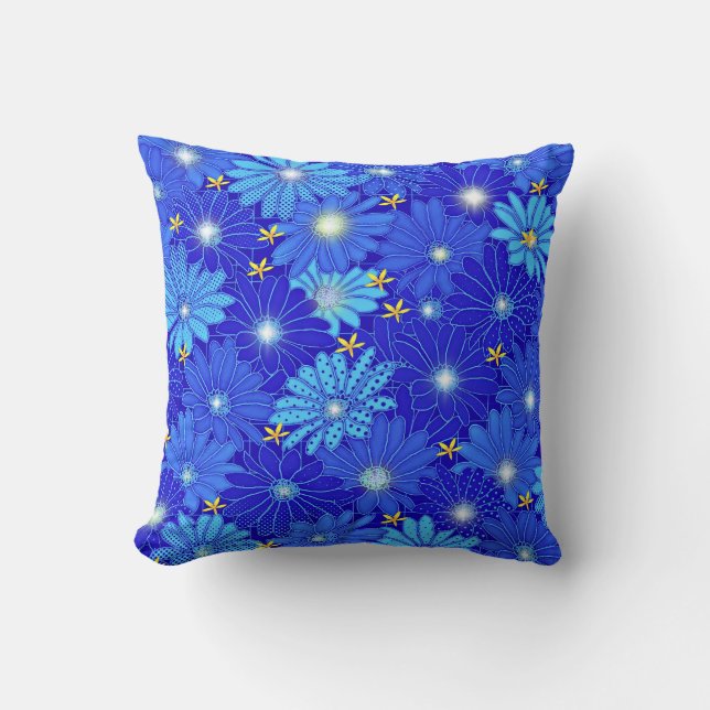 Söt Blue Daisy Mönster Kudde (Framsida)