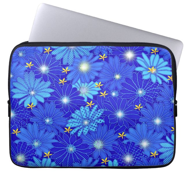 Söt Blue Daisy Mönster Laptop Fodral (Framsidan)