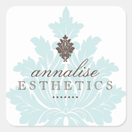 Söt Blue Damask Stickers Fyrkantigt Klistermärke