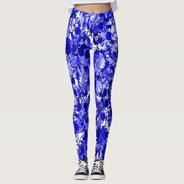 Söt Blue Döskallars Leggings (Framsida)
