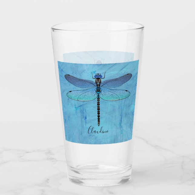 Söt Blue Dragonfly Drink Beer Pint Glass Glaskopp (Framsida)