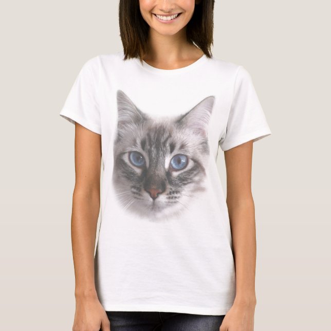 Söt Blue Eyed Kattunge T-shirt (Framsida)