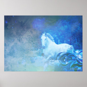 Söt Blue Fantasy Horse Poster