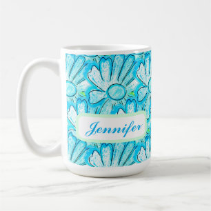 Söt Blue Flower Art Kaffemugg