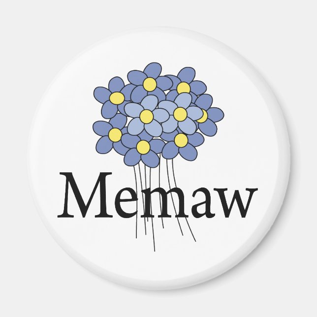 Söt Blue Flower Memaw T-shirt Magnet (Framsidan)