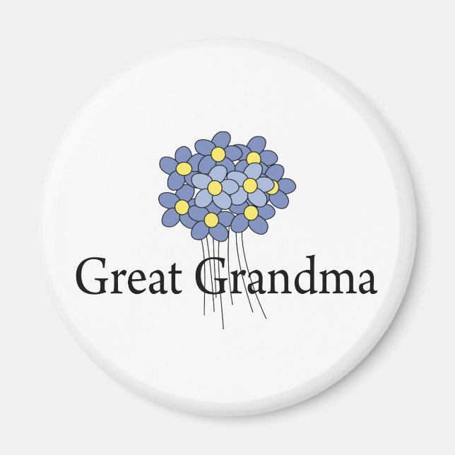 Söt Blue Flower Underbar Grandma T-shirt Magnet (Framsidan)