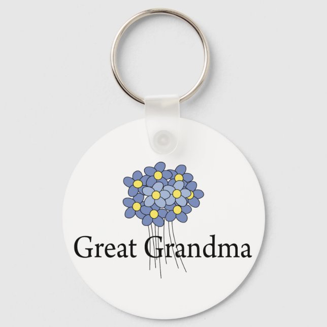 Söt Blue Flower Underbar Grandma T-shirt Nyckelring (Framsida)