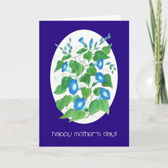 Söt Blue God God God God Blommigt Mors dag Kort (Framsida)